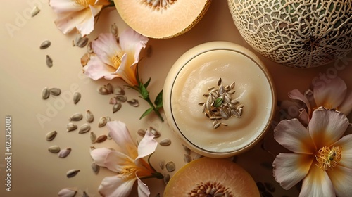 Wallpaper Mural Healthy vegan milk made from alternative melon seeds, showcased on a beige background in a vertical format. Torontodigital.ca