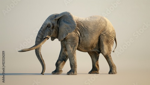 An elephant isolated on a white background  showcasing the majestic creature in a clear and detailed manner