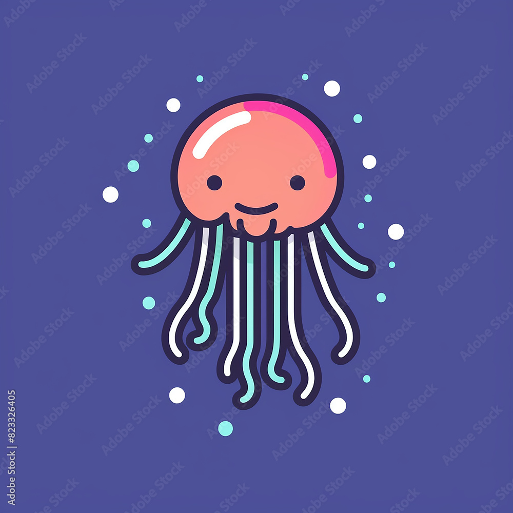 Fototapeta premium Juggling_Jellyfish_Modern_Line_Icon_Vector_Line_Art_C_