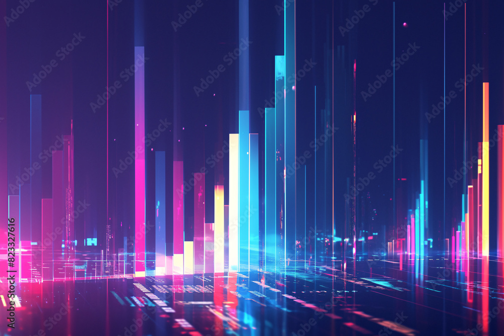 neon cityscape with vertical light beams in blue pink and purple creating a futuristic atmosphere neon cityscape with vertical light beams in blue pink and purple creating a futuristic atmosphere
