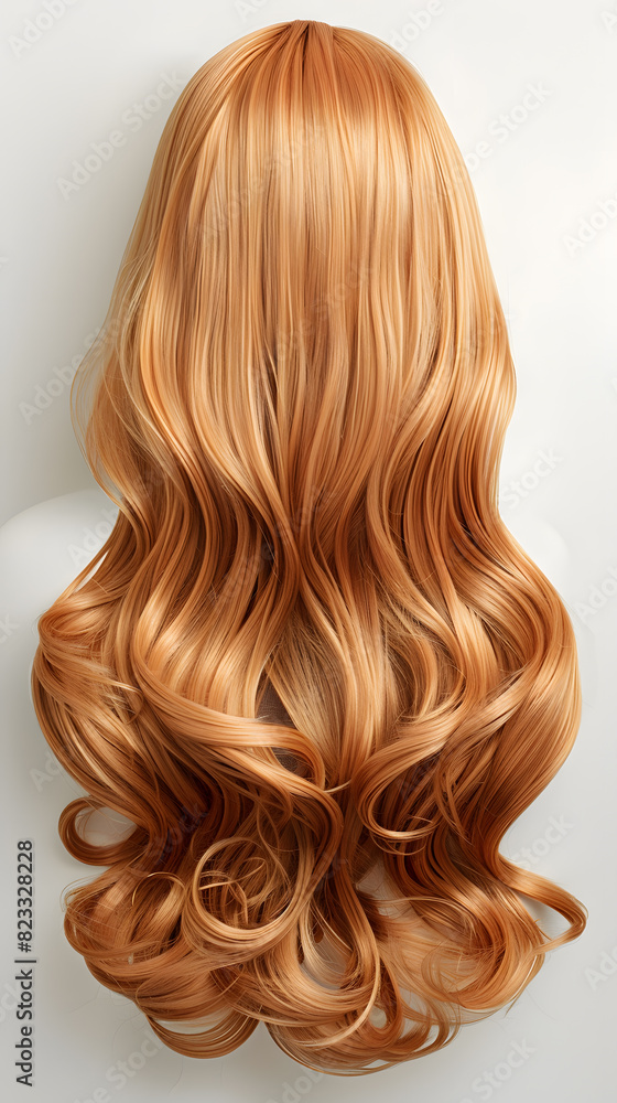 Fototapeta premium Natural looking long hair cut ginger wig isolated on white background
