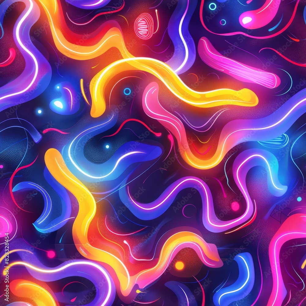 Seamless Pattern of Neon Abstract Art in Retrowave Colors
Seamless Pattern of Neon Abstract Art in Retrowave Colors
