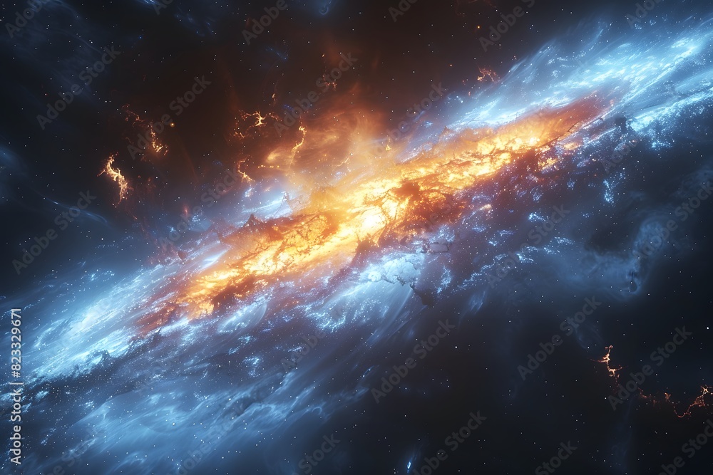 Fototapeta premium Stunning Interstellar Explosion and Galactic Collision - Sci-Fi Space Art for Posters and Prints