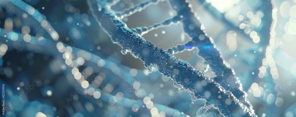 Genetic research, DNA strand model, advanced lab, bright and futuristic Genetic research, DNA strand model, advanced lab, bright and futuristic