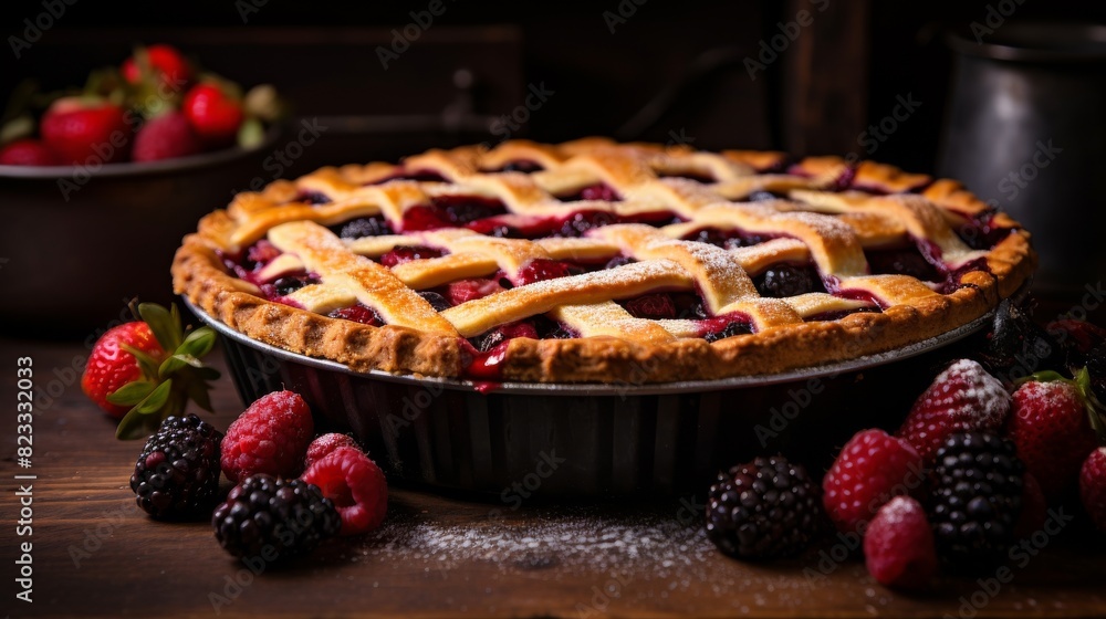 Homemade rustic pie filled with fresh fruit Homemade rustic pie filled with fresh fruit