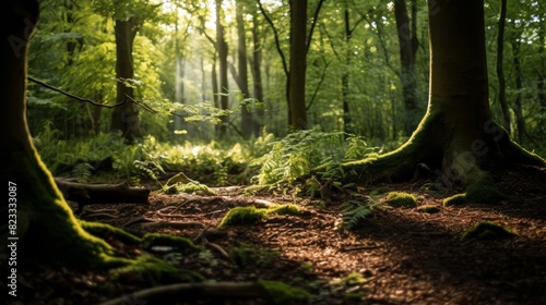 Ancient tree bathed in sunlight rays