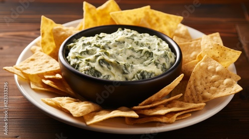 Indulgent spinach and artichoke dip on a plate