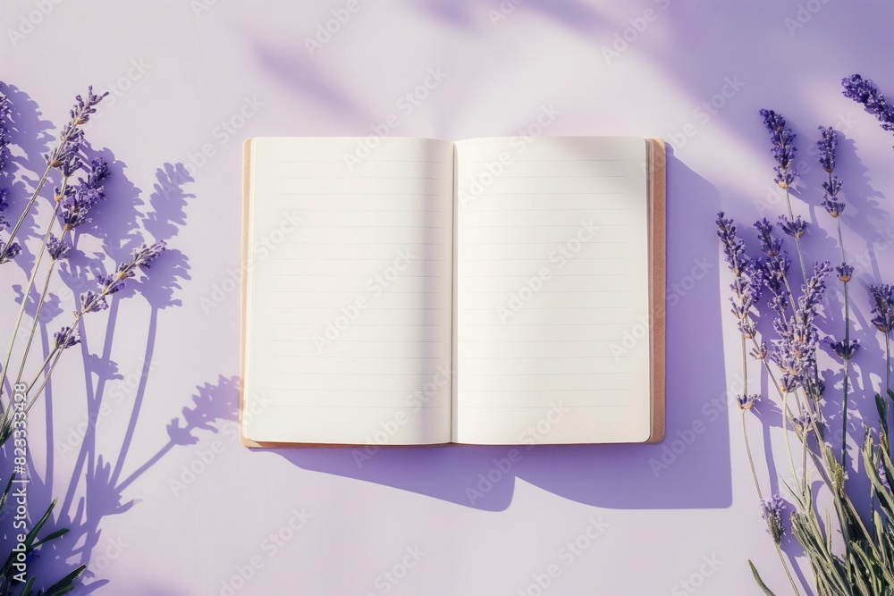 Open Notebook with Lavender - Creative Writing Inspiration Open Notebook with Lavender - Creative Writing Inspiration
