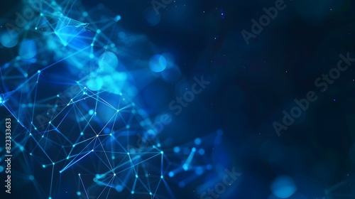 technology with polygonal shapes on dull blue background
 photo