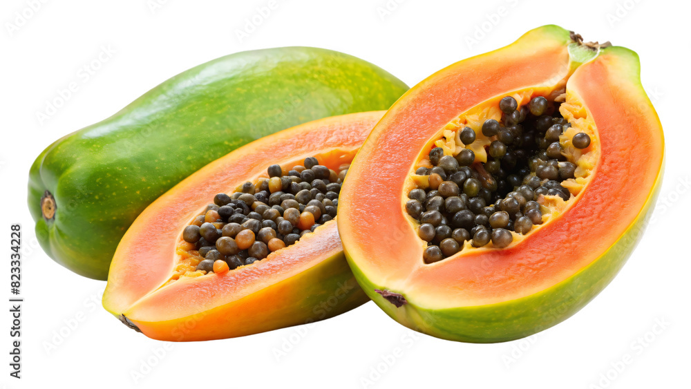 A ripe orange papaya fruit isolated on a white background A ripe orange papaya fruit isolated on a white background