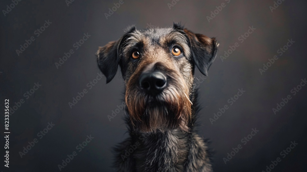 Close-up of an adorable Hibernian Wolfhound canine against a blank backdrop. Close-up of an adorable Hibernian Wolfhound canine against a blank backdrop.