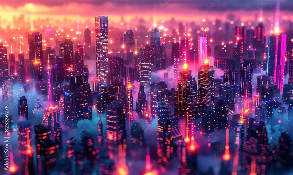 Urban cityscape with 5G towers, glowing data streams, vibrant colors, futuristic design, high resolution, Urban cityscape with 5G towers, glowing data streams, vibrant colors, futuristic design, high resolution,
