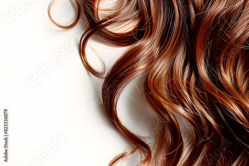 Beautiful shiny healthy hair curls texture isolated on white background