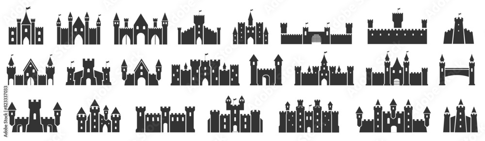 Obraz premium Vector medieval, castle icon set.