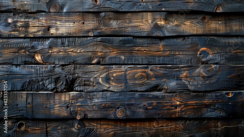 Texture of wooden planks with dark stain  showcasing the beauty of natural wood patterns