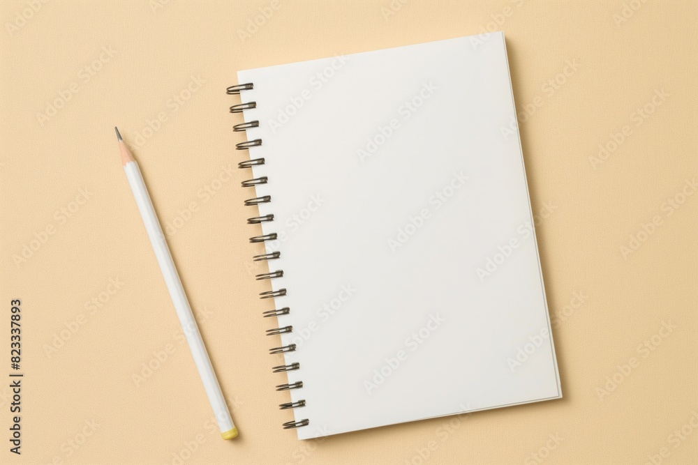 a blank notebook with a pencil on a beige background a blank notebook with a pencil on a beige background