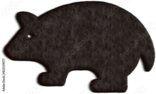 Illustration of a Black Furry Opossum, Black Fur Opossum Icon