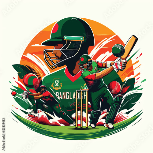 Bangladesh Cricket 3D Vector Background