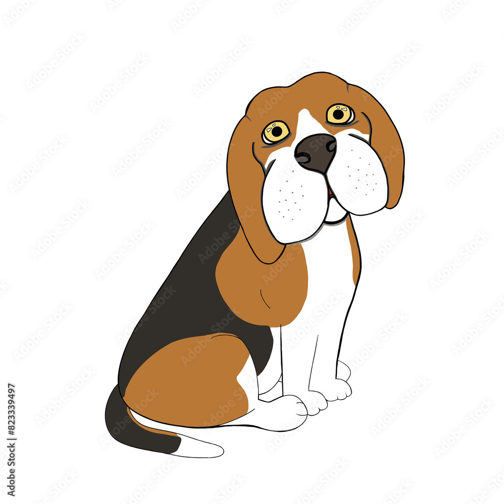 Dog beagle cartoon style. Cute illustration Stock Illustration | Adobe ...