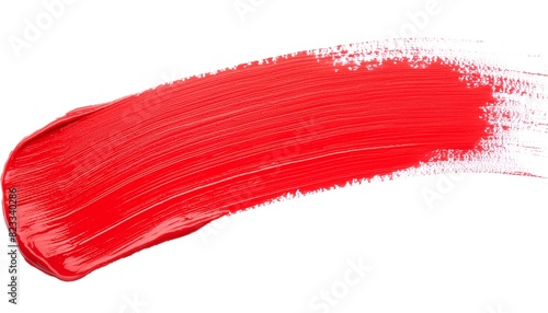 Vibrant red paint stroke on white background