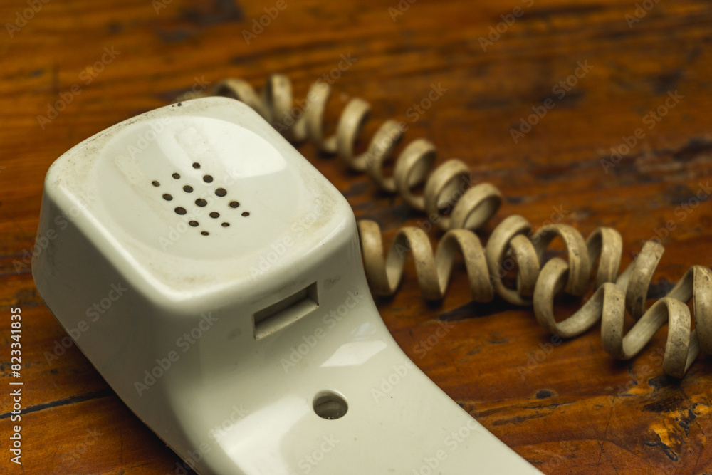 receiver in old telephone, one end of the handset, the receiver allows you to hear the person on the other end of the line receiver in old telephone, one end of the handset, the receiver allows you to hear the person on the other end of the line