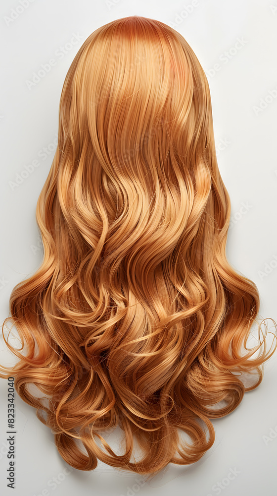 Fototapeta premium Natural looking long hair cut blonde wig isolated on white background