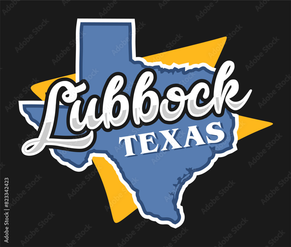 Lubbock Texas on blue background
