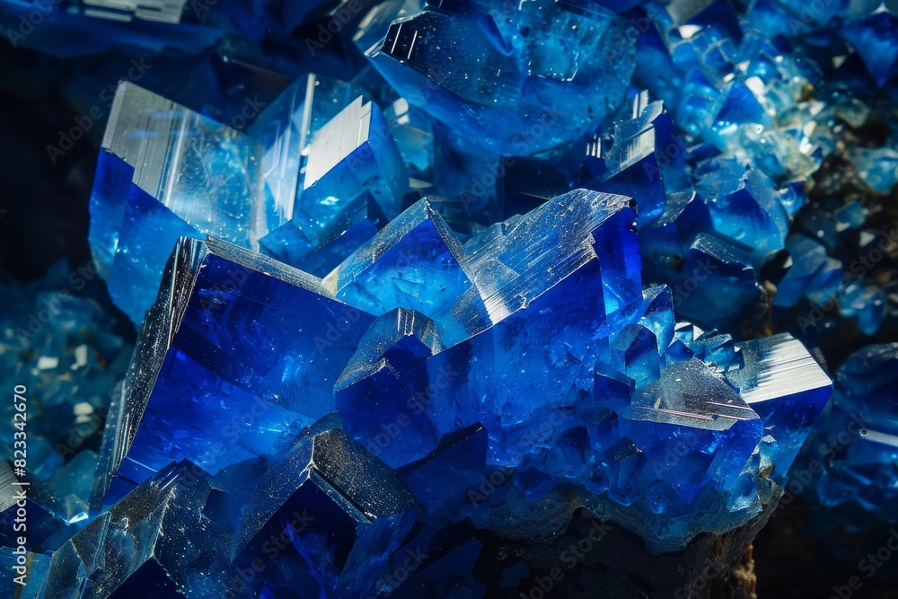 This image captures the bright blue Azurite crystals with their glassy luster and abundant details This image captures the bright blue Azurite crystals with their glassy luster and abundant details