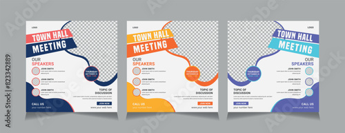 Town Hall Meeting Social Media Post Templates, vector illustration eps 10