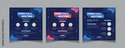 Town Hall Meeting Social Media Post Templates, vector illustration eps 10