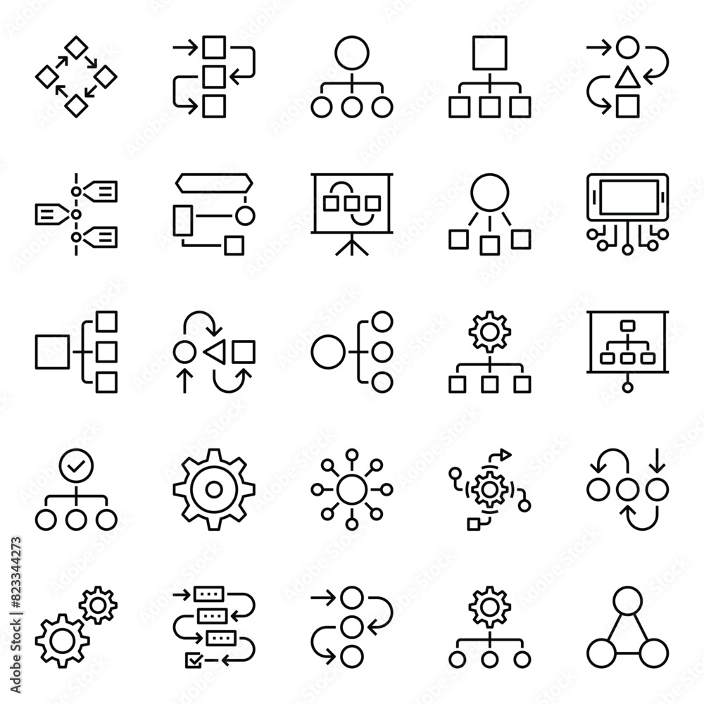 Fototapeta premium Outline icons set for Workflow.