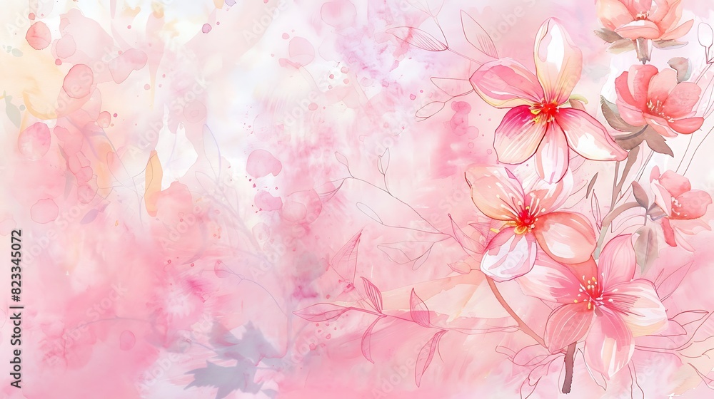 Obraz premium abstract, illustration, background, textured, design, bright, pattern, paint, vector, pink background, pink color, colours, horizontal, art, blank, grunge, no people, soft, watercolor, copy space, lig