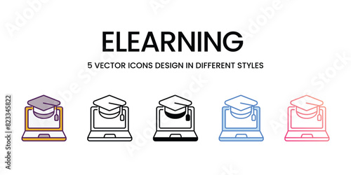 Elearning  Icons different style vector stock illustration