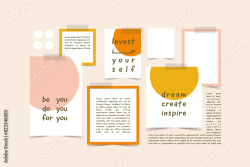 Vector photo collage template moodboard pictures grids vector illustration	
