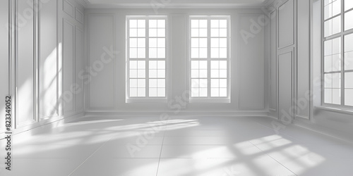 Elegant spacious room with natural light streaming image 