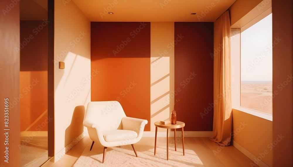 Fototapeta premium white and gold theme interior modern minimalism photo realism