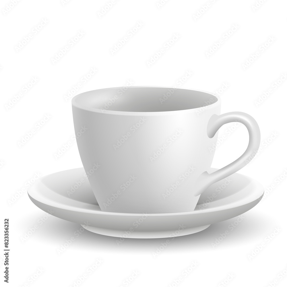 Beautiful realistic ceramic coffee cup on transparent background.