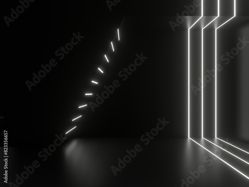 Black background with white neon lights