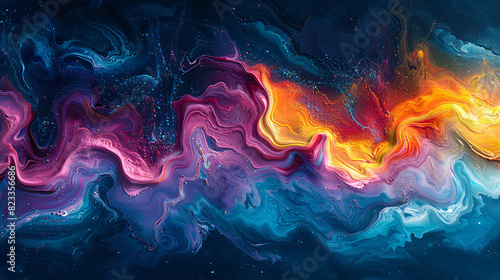 Liquid paints form a beautiful abstraction