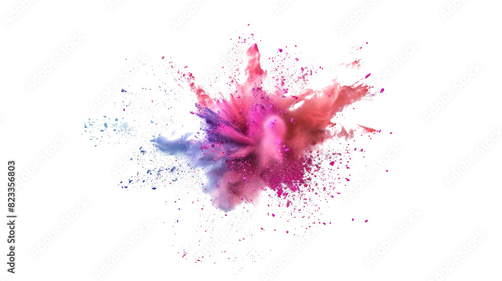 A burst of colorful chalk pieces and powder, flying in an explosion effect, isolated on a white background, clipping path, cut out A burst of colorful chalk pieces and powder, flying in an explosion effect, isolated on a white background, clipping path, cut out