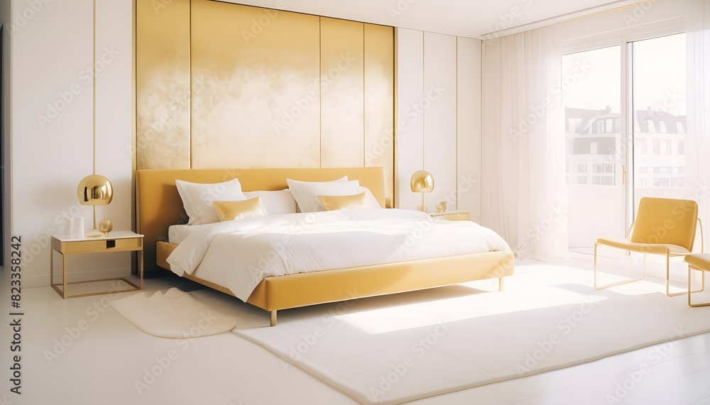 white and gold theme interior modern minimalism photo realism white and gold theme interior modern minimalism photo realism