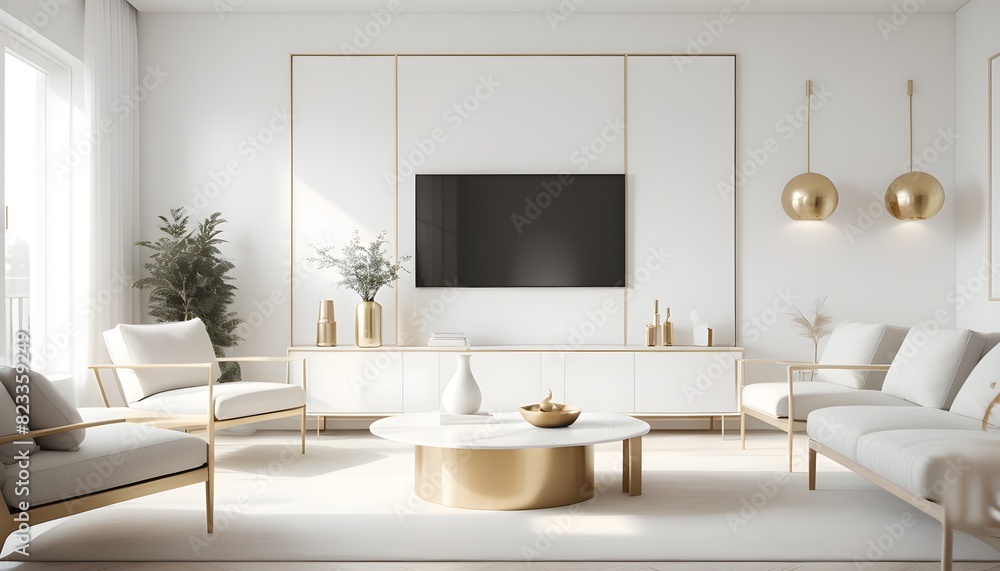 white and gold theme interior modern minimalism photo realism white and gold theme interior modern minimalism photo realism