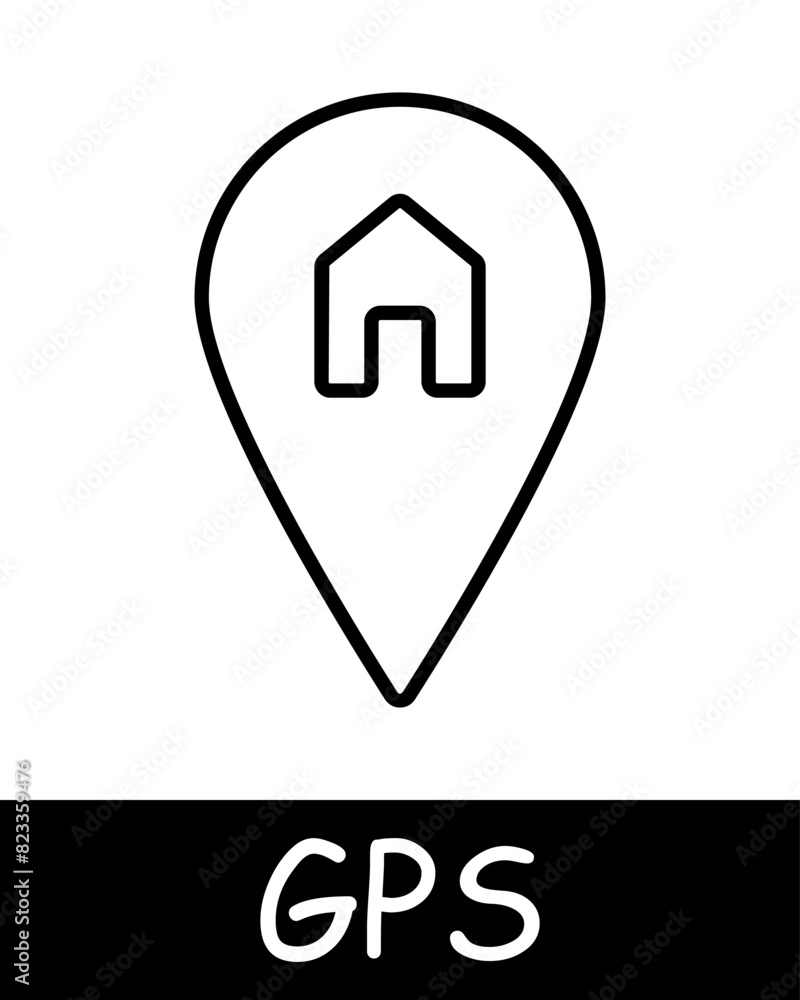 GPS line icon. Satellite, global positioning system, navigation, location tracking, geolocation, mapping, technology, space, signal, communication, coordinates. GPS line icon. Satellite, global positioning system, navigation, location tracking, geolocation, mapping, technology, space, signal, communication, coordinates.