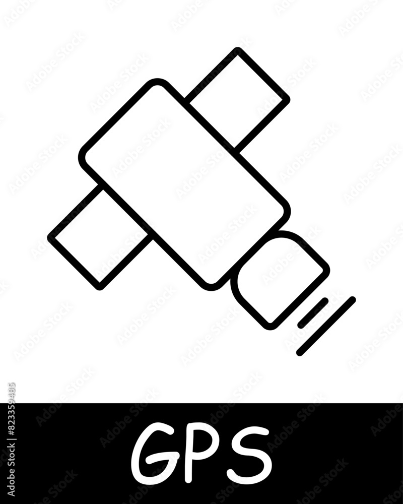 GPS line icon. Satellite, global positioning system, navigation, location tracking, geolocation, mapping, technology, space, signal, communication, coordinates. GPS line icon. Satellite, global positioning system, navigation, location tracking, geolocation, mapping, technology, space, signal, communication, coordinates.