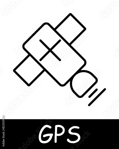 GPS line icon. Satellite, global positioning system, navigation, location tracking, geolocation, mapping, technology, space, signal, communication, coordinates.