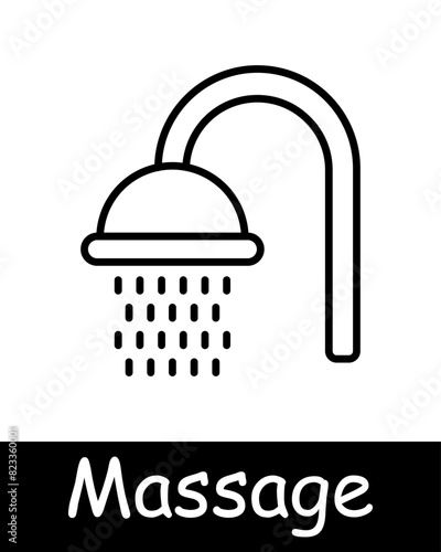 Massage set icon. Therapist, sauna, yin yang, , relaxation, therapy, wellness, spa, body care, stress relief, treatment, oil, stone, towel, shower, relax, health, selfcare.