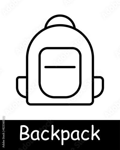 Backpack line icon. School bag, travel gear, hiking, student accessory, storage, carrying, rucksack, outdoor activity, convenience, portable.