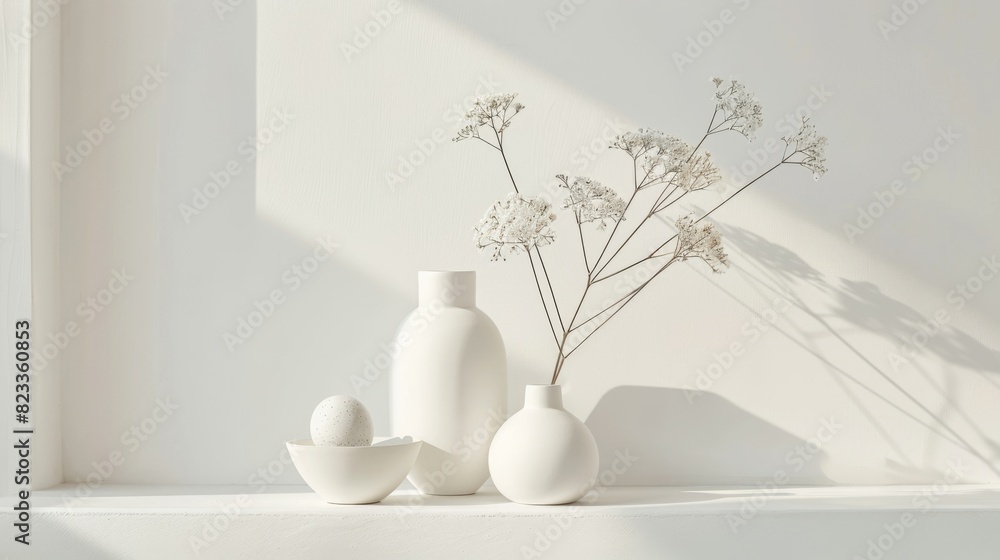 A white table with a variety of white dishes and utensils, including a fork A white table with a variety of white dishes and utensils, including a fork