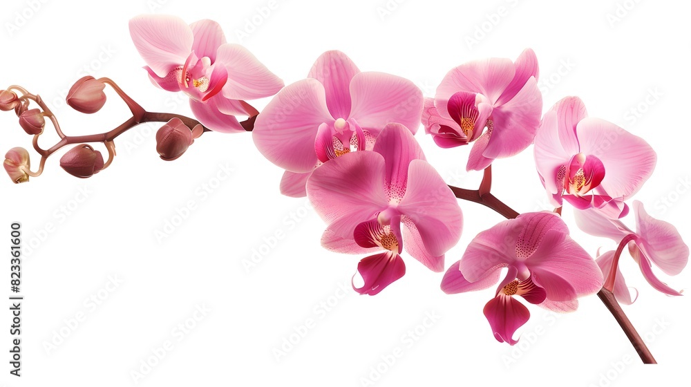 Beautiful pink orchids in bloom. Delicate flowers isolated on white background. Perfect for floral compositions and botanical art. Floral elegance. AI Beautiful pink orchids in bloom. Delicate flowers isolated on white background. Perfect for floral compositions and botanical art. Floral elegance. AI