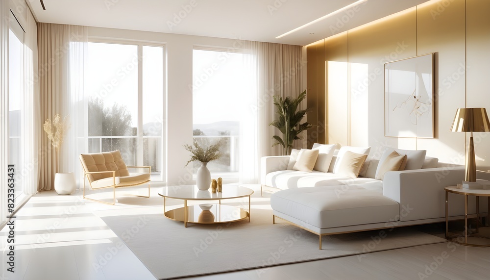 white and gold theme interior modern minimalism photo realism white and gold theme interior modern minimalism photo realism